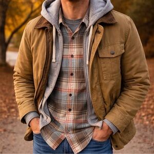 Abercrombie Men’s Plaid Flannel Shirt Size M Blue Brown Cotton Button Up